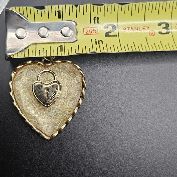 Vintage Juicy Couture Pendant Layered Crystal Heart Lock Gold Tone Trim Y2K - Picture 8 of 9